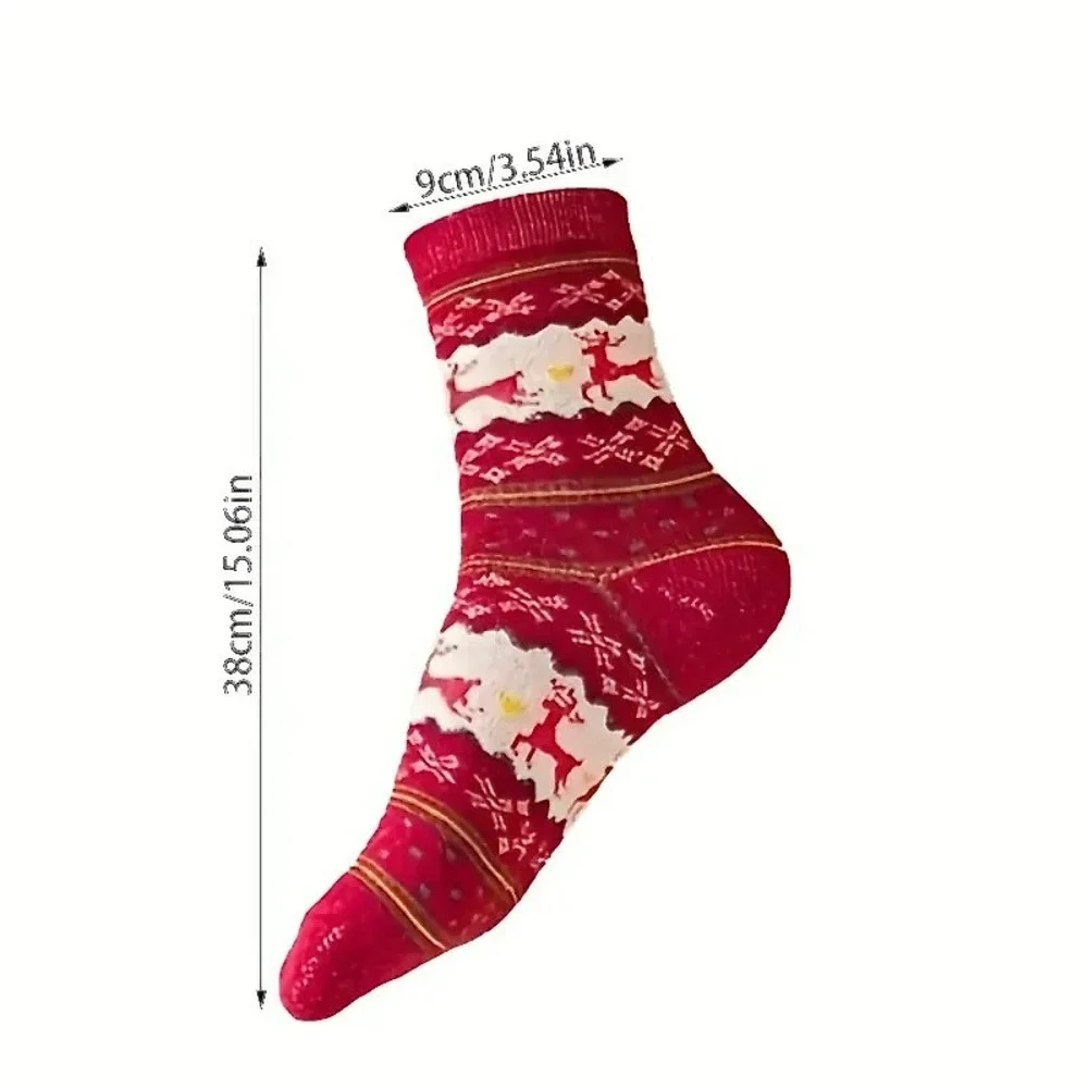 Winter Fashion Novelty Christmas Reindeer Retro Socks 5pc‎ Pack Warm Thick OS